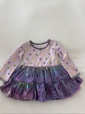 Smocked Sweets Lavender Heart Long-Sleeve Dress with Shimmery Full Purple Skirt
